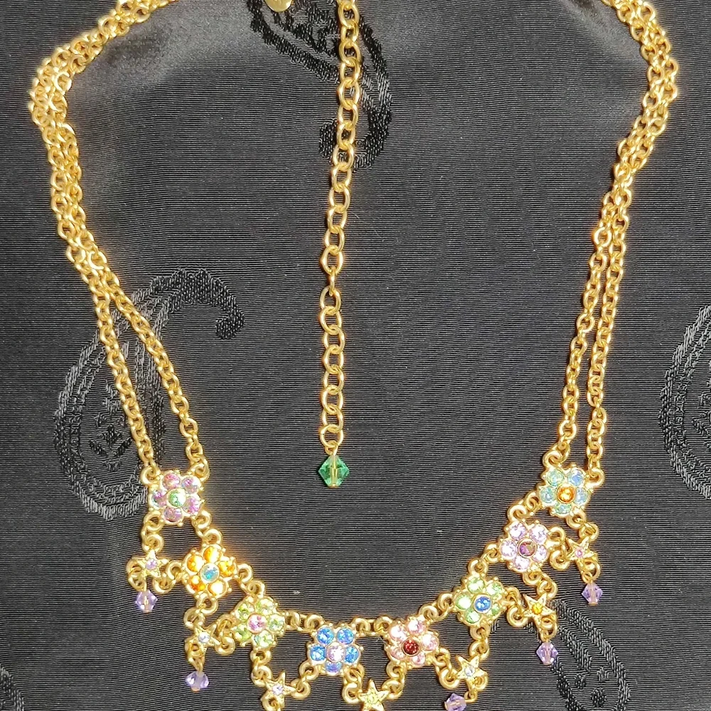 Kirks Folly (Rare Vintage) Crystal flower necklace, PERFECT STATEMENT PIECE - Picture 6 of 12